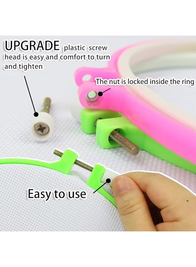 حلقات تطريز بلاستيك ملونة طقم بألوان متعددة، خفيفة الوزن ومتينة، مناسبة للتطريز اليدوي، الخياطة، الكروشيه، والأشغال اليدوية والفنية (4 قطع) - Image 4